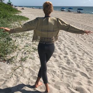 Suede and Crochet Fringe Jacket